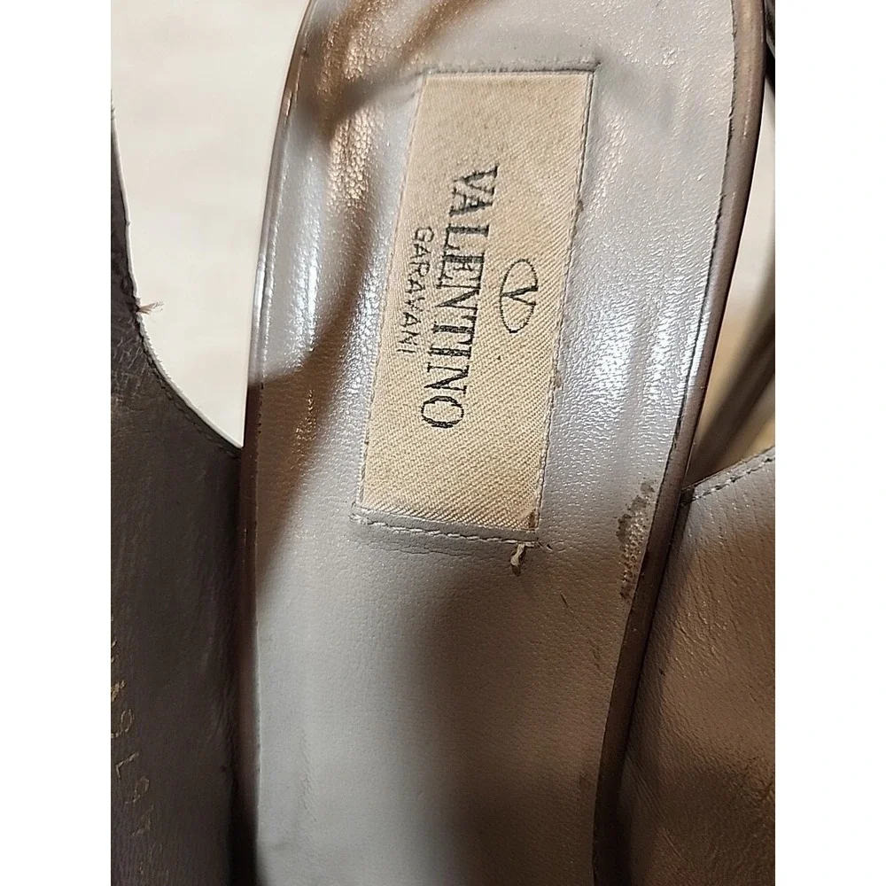 Valentino Garavani Shoes‎ Womens 7 Leather Heels Stilettos Beige Bow Designer US